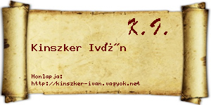 Kinszker Iván névjegykártya