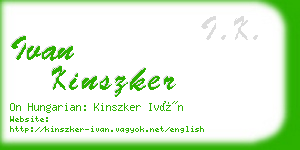 ivan kinszker business card